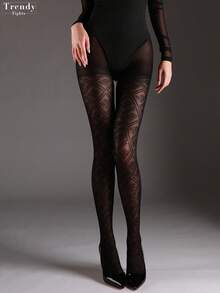 [DazzleLegs] 1 chiếc quần tất bó sát màu đen 50D, quần tất dệt jacquard cổ điển gợi cảm, quần legging mỏng giúp thon gọn cho nữ, họa tiết sọc hổ và răng cưa, độ co giãn cao, phù hợp cho mọi mùa. - màu đen - Xem 14
