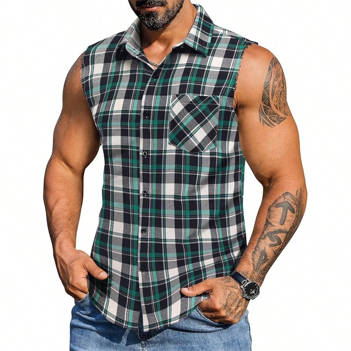 Mens Sleeveless Flannel Shirt Casual Summer Tank Top Button Up Sleeveless Beach Shirts With Chest Pockethalloween Mens Sleeveless Flannel Shirt Casual Summer Tank Top Button Up Sleeveless Beach Shirts With Chest Pockethalloween