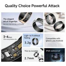 Anillo inteligente 2025 para hombres y mujeres, con pantalla de datos, detección de frecuencia cardíaca, podómetro, foto remota, control de gestos, resistente al agua y con compartimento de carga