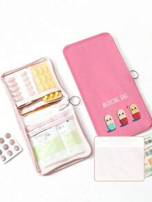 1个便携式药盒，小型药袋，药片收纳袋，印花图案，方便旅行，适合日常/户外/旅行用药，注重健康和经常旅行人士的必备品，也是必备的医疗配件，多功能布艺药袋，便携式急救包，户外旅行药袋，宿舍应急药品收纳袋（多种颜色可选） - 彩色 - 查看 4