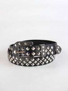1pc Solid Color Punk Rock Rivet Decor Belt, Suitable For Men, Casual Occasions, Outdoor Activities, Sports, Vacations, Travel, Graduation Ceremonies, Birthdays, Everyday Wear.