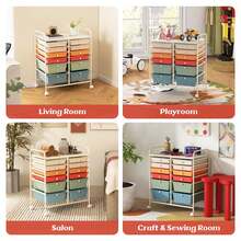 12 Drawers Rolling Cart Storage Mutlicolor Scrapbook Paper Studio Organizer Bins - 馬卡龍色 - 查看 8