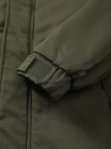 Men's Thermal Lined Warm Padded Coat, Detachable Hood, Long Padded Jacket, Fashionable Outerwear For Autumn/Winter