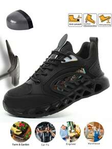 1 Paar Stahl Zehenschuhe für Herren, leichte Sicherheitsschuhe, Sneaker, bequeme durchstichsichere Slip-On EVA-Sohle, unzerstörbare Outdoor-Arbeitsschuhe aus Stahl mit Zehenkappe, Trainingsschuhe und modische Turnschuhe