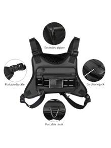 Men's Tactical Vest Bag Functional Casual Personalized Outdoor Bag Ins Vest Bag Men's Chest Bag Workwear Sports Backpack Practical PU Leather Chest Bag Running Vest Tools