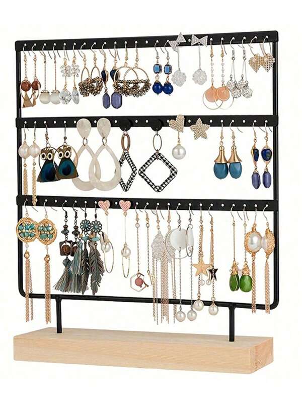1pc-Iron Jewelry Storage Rack 72-Hole Earrings Storage Rack Dresser Jewelry Storage Rack For Women Storage Organizer Travel Essentials Back To School Dormitory Storage Fall Decor