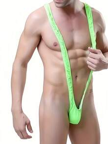Men's Borat Style Party Wear V Sling Stretch Sexy Underwear Suspender Bodysuit Strap Thongs Bodysuit Surprise Gift - 綠色 - 查看 1