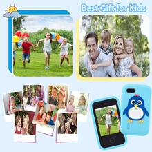 Mini Lern-Handy Spielzeug mit 32GB Karte, 2,8" Touchscreen mit süßer Pinguin Silikonhülle, Dual-Selfie-Kameras + Musikplayer, 10 Fabeln & 26 Buchstaben Lernen, perfektes Halloween & Weihnachtsgeschenk für Jungen Mädchen 3-12 Jahre