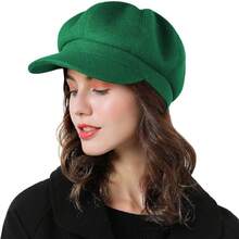 Women Beret Newsboy Hat French Wool Cap Classic Autumn Spring Winter - màu xanh lá - Xem 2