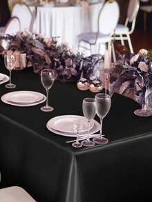 2pcs Elegant Satin Tablecloth, Smooth & Shiny Polyester, Rectangular Tablecloth In Multiple Colors, Suitable For Weddings, Parties, Birthdays And High-End Dining - Perfect For Bridal Showers And Special Occasions, Vibrant Tablecloth Decor With Smooth Texture
