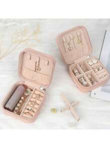 旅行珠宝盒伴娘礼品盒，3 件装小珠宝盒迷你珠宝收纳盒，PU 皮革便携式耳环收纳盒，适合女士女孩伴娘求婚礼物，女士收纳收纳盒旅行必需品返校宿舍收纳秋季装饰 - 黑色 - 查看 7