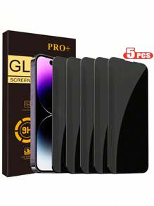5PCS Anti-Spy Privacy Smartphone Screen Protector Tempered Glass Compatible With IPhone 16e1514 13 12 11 Pro Max XR X XS Max 7 8 Plus 5Pieces Phone Protective Anti Spy Glass