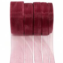 12-38mm Burgundy Transparent Chiffon Organza Ribbon Christmas Ribbon Jewelry Display Packaging Flowers Gift Wrap Bows DIY Party Decoration