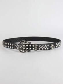 1pc Solid Color Punk Rock Rivet Decor Belt, Suitable For Men, Casual Occasions, Outdoor Activities, Sports, Vacations, Travel, Graduation Ceremonies, Birthdays, Everyday Wear.