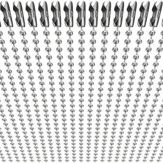 50-Pack Dog Chain Ball Chain Necklace Bulk, Beaded Necklace Chains Jewelry Making Crafts, Blank Dog Necklace Men, Silver Nickel Plated Metal 24 Long 2.4mm Ball Bead Chain