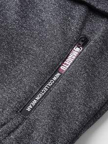 1pc New Sherpa Lined Hooded Cardigan Casual Sports Jacket - Dark Grey - View 5