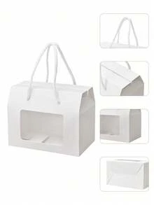 4 件/8 件白色手持窗盒，适用于饼干、夹心饼干、苏打饼干、马卡龙、糖果、迷你蛋糕和零食，适合生日、派对、婚礼礼品包装