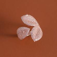 1pc Cubic Zirconia Leaf Rings For Women, Casual Index Finger Accessory,Exaggerated Decor,Elegant Statement Piece For Female, Perfect For Party, Birthday, Anniversary Gift