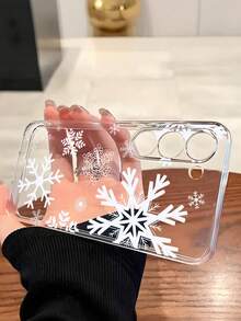 1 chiếc ốp lưng điện thoại mềm hình bông tuyết Giáng sinh, tương thích với iPhone 17/17 Air/17 Pro/17 Pro Max, Honor, Redmi, Galaxy A04e/12/A13/A14/A34/A50/A52/A53/A54/S21/S22/S23/S24/S25/S25Ultra, 6A/7A/8A, 12T/13T - Trong sáng - Xem 4