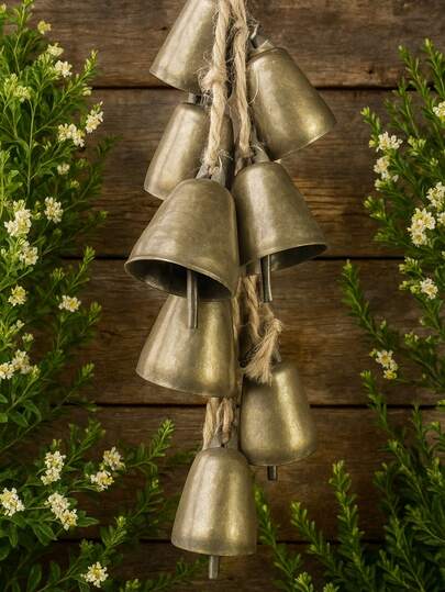 Craft Bells, Bronze Bells, Wind Chime Ornaments, A String Of 8 Combinations, Home Decoration, Can Hang Wind Chimes To Break Into The House To Make Doorbells Wedding Holiday Decorations Christmas Decorations Room Decor Christmas