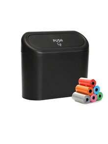 1 件防漏迷你车载垃圾桶带盖，含 30 个垃圾袋，方便卫生的汽车配件，车门悬挂式女士储物收纳盒，旅行必备品，返校宿舍储物秋季装饰