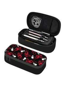 1 个骷髅形铅笔盒，双层大容量文具收纳袋，适合男孩和女孩的返校礼物 - 彩色 - 查看 9