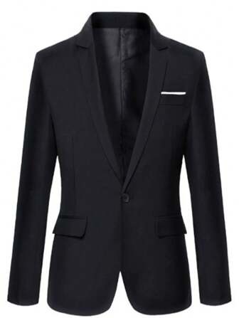 1 件纯色梭织面料纽扣西装外套，适合所有季节