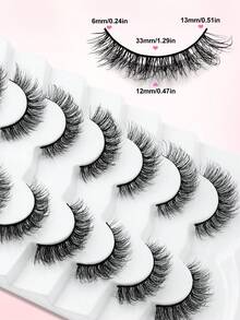 7对自然柔软的仿貂毛假睫毛，适合日常佩戴，打造迷人双眸。 - 黑色 - 查看 4