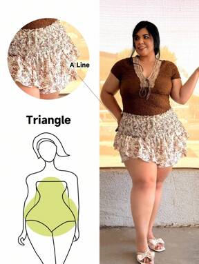 Truni Shorts tipo falda con estampado floral para tallas grandes, apto para primavera/verano