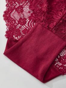 3pcs/Pack Women Plus Size Lace Trim Loose Comfortable Briefs, Autumn/Winter - Multicolor - View 5