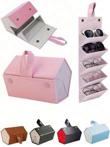 2/3/4/5/6 große Reise Brillenetui, Brillenetui Mehrfach, Brillenetui Rosa, Brillenetui Robust, Brillenetui Hart, Niedliches hängendes Brillenetui, Faltbarer hängender Brillen- und Sonnenbrillen Aufbewahrungsständer, Brillenetui aus PU-Leder für Brillen und Sonnenbrillen, Brillen- und Sonnenbrillen Aufbewahrungsbox, Schutzhülle für Brillen, Brillentasche für Reisen, Reiseutensilien, Reisezubehör, Reisetasche, Urlaub, Rückkehr zur Schule, Schulsachen, Sonnenbrillen für Frauen