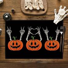 1/4/6件万圣节系列餐垫，主要属于万圣节，节日餐垫，适合派对厨房餐厅装饰，防滑耐热，万圣节快乐餐垫农舍室内厨房餐桌装饰家庭派对，适用于厨房餐桌，室内/室外可洗餐垫可擦拭桌垫。