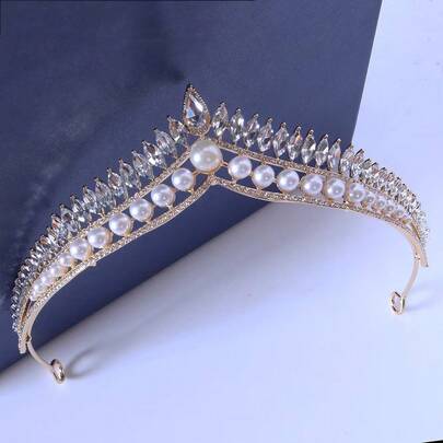 1件新娘婚礼皇冠头饰，水晶水钻装饰新娘发饰，新款设计，皇冠头饰，发饰
