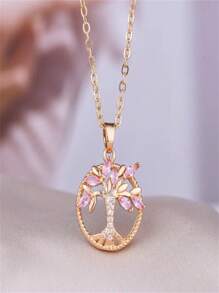 1 pezzo Collana con ciondolo unico e brillante Albero della Vita, regalo di gioielleria alla moda per compleanni, feste, commemorazioni