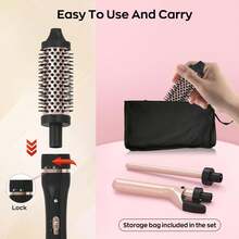 Bộ máy uốn tóc 3 trong 1 Javelove gồm lược nhiệt (1.5") và 2 đầu uốn gốm có thể thay thế (0.51" - 1"), 2 chế độ nhiệt, bao gồm găng tay bảo vệ nhiệt, 2 kẹp và túi đựng. Sản phẩm thuộc các danh mục: Dụng cụ làm tóc, Đồ dùng làm tóc, Đồ dùng du lịch, Du lịch, Thợ cắt tóc, Nhà tạo mẫu tóc, Phụ kiện thợ cắt tóc, Ngày Valentine, Vật tư làm tóc, Nhà tạo mẫu tóc, Tiệm cắt tóc, Salon, Đồ dùng cần thiết cho kỳ nghỉ, Sản phẩm chăm sóc tóc, Tiệm cắt tóc, Quà tặng Valentine, Đồ dùng du lịch cho phụ nữ, Dụng cụ tạo mẫu tóc. - Phổ quát - Xem 5