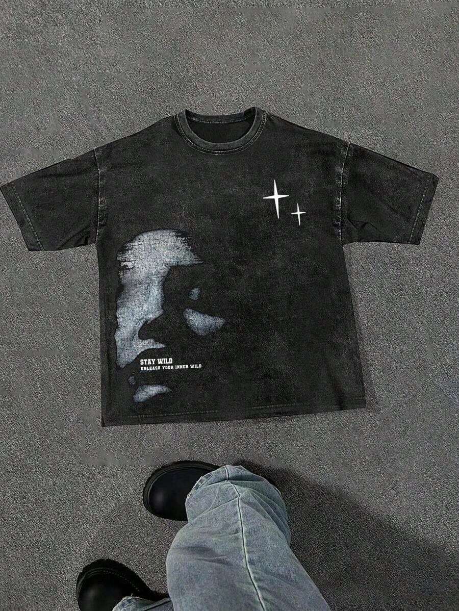 Camiseta Casual de Manga Corta con Estampado Gráfico y Cuello Redondo para Hombres, para Salir, Regalo para Novio