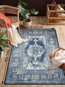 1pc Bohemian Vintage Design Area Rug, Padrão Geométrico Poliéster Grosso Loop Pile Retangular Fácil Cuidado Lavável Antiderrapante Backing Carpet Para Sala de Estar, Corredor, Cabeceira, Sala de Estar, Quarto, Escritório, Cozinha, Decoração de Casa de Fazenda