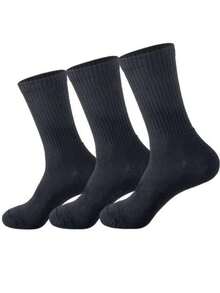 12 Pairs Men's Sports Socks, Mid-Calf Socks, Fashion Style - Black - View 2