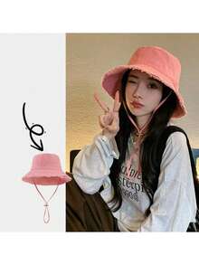 New Fashionable And Personalized Bucket Hat, Vintage Style Casual Sun Hat, Versatile Brim Hat With Aesthetic Look To Flatter Face - Multicolor - View 8