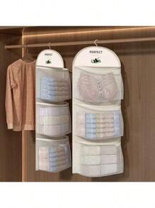 1 pièce Étagère de rangement suspendue en tissu - Organisateur mural en tissu léger pour sous-vêtements et chaussettes, sac de rangement suspendu pour armoire, rangement derrière la porte, filet de rangement pour ranger les petits objets - Comprend des crochets, économise l'espace de la porte/armoire, rangement des vêtements, organisateur de placard, organisateur de cuisine