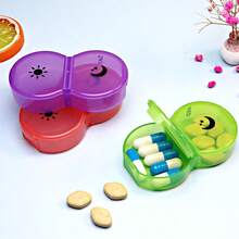 每周药盒收纳盒 | 易于打开的 7 天每日 2 次药片盒 | 旅行药盒，带按扣盖设计 | 适用于维生素、补充剂和药物的药片收纳盒（曲线标记） - 彩色 - 查看 6