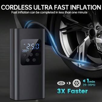 Compressore d'aria portatile 150 psi, gonfiatore di pneumatici - Gonfiaggio rapido con manometro digitale, luce LED, ricarica USB e batteria ricaricabile - Ottimo per auto, SUV, biciclette, motocicli e palloni sportivi - Ottimo regalo, attrezzatura gonfiabile!