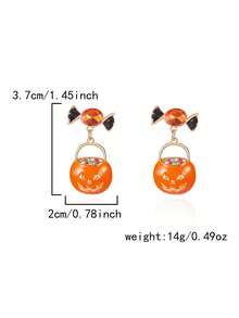 2 件万圣节时尚油滴南瓜耳环 - 彩色 - 查看 6