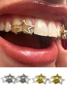 1 Set Hollow Star Shaped Grater, Minimalist Gold Grater With Rap Style, Suitable For Daily Wear, Halloween - Multicolor - View 2
