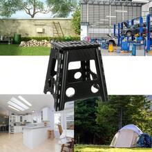 FOLDING STOOL CHAIR ANTI-SLIP STEP BLACK LADDER. Folding Step Stool - Large Size Kitchen Folding Step Stool For Adults Space Saving Folding Stool, Heavy Duty Foldable Stool-Black Kitchen/Bathroom/Camping. FISHING STOOL, FISHING CHAIR. - Black - View 5