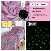A Flannel Luminous Blanket, Children's Blanket, Nap Blanket, Travel Blanket, Colorful Unicorn Pattern, Soft And Comfortable, Is A Holiday Gift For Children.