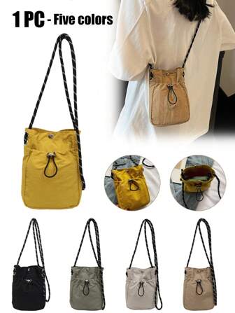 Sports Outing Small Shoulder Bag - Women's Solid Color Crossbody Phone Bag With Zipper Pocket | Casual Minimalist Coin Purse & Headphone Storage Pouch | Lightweight Ins Fashion Cloth Bag For Running, Travel & Campus Life | Multi-Functional Crossbody Purse Fits Phone, Wallet, Must-Have Back-To-School Essential & Daily Outfit Accessory