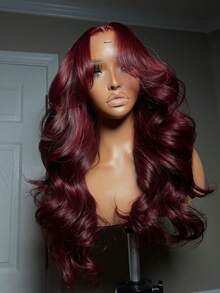 99J Burgundy Lace Front Human Hair Wigs For Women 13x4 Transparent Lace Frontal Wigs Pre Plucked With Baby Hair Brazilian Body Wave Red 99J Colored Hair Lace Wigs For Women - S99J - 查看 6