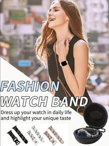 2 条装花卉雕刻表带 兼容 表带 女士 40mm 41mm 38mm 42mm 44mm 45mm 49mm，硅胶可爱野花运动激光表带 Series 9 Ultra SE 8 6 5 4 3 2 1 情人节，买表带送手表收纳盒 - 彩色 - 查看 5