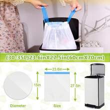 Sacs poubelles à cordon épais, portables, résistants à la déchirure, pour cuisine, salon, restauration, commerce, 45 à 50 L (20 pièces, blanc)